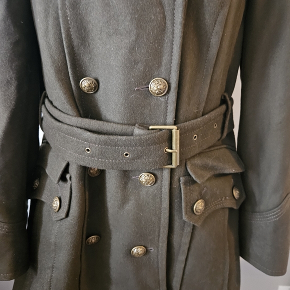 Worthington women's petite Large vintage wool 90s Y2K military vibe pea coat - Picture 3 of 11